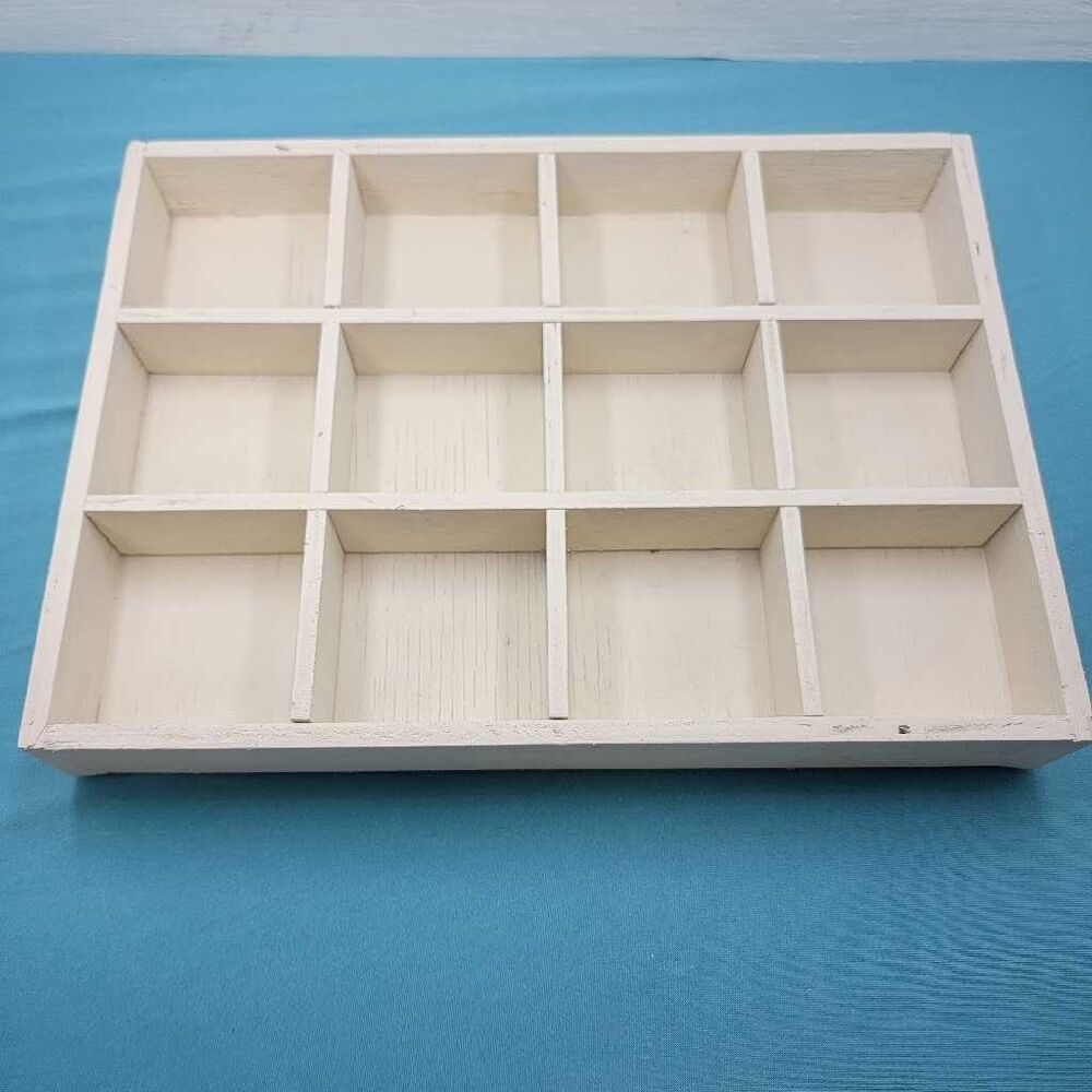 12 Compartment Cubby Display Shelf Organizer White Wood Craft Storage 8x11